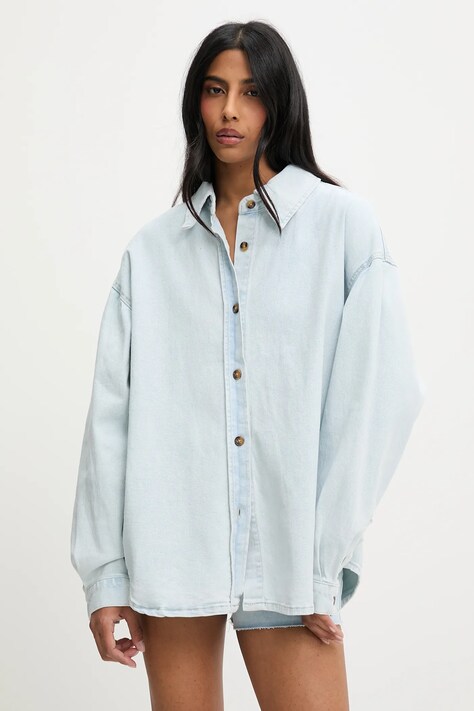 Džínová košile Answear.LAB dámská, modrá barva, relaxed, s klasickým límcem