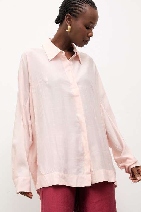 Answear.LAB koszula damska kolor różowy relaxed z kołnierzykiem klasycznym