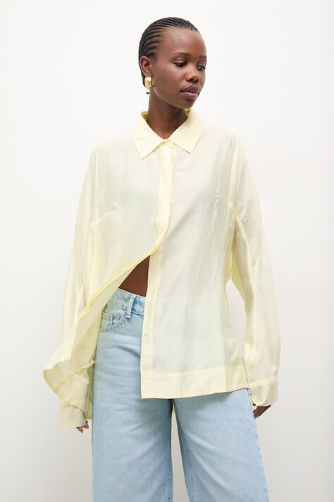 Košile Answear.LAB dámská, žlutá barva, relaxed, s klasickým límcem