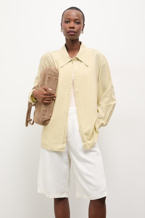 Answear.LAB koszula damska kolor zielony relaxed z kołnierzykiem klasycznym