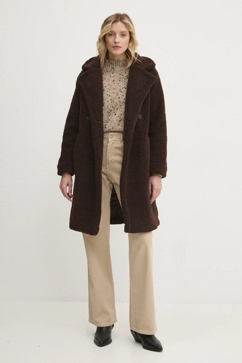 Answear Lab palton femei, culoarea maro, de tranzitie, oversize