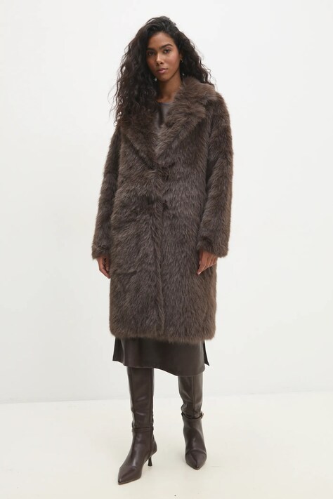 Answear Lab palton femei, culoarea maro, de tranzitie, oversize