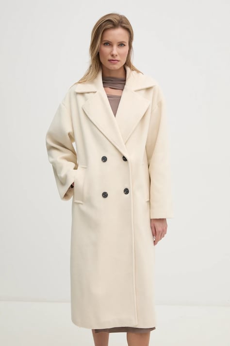 Пальто Answear.LAB жіночий колір бежевий перехідний oversize