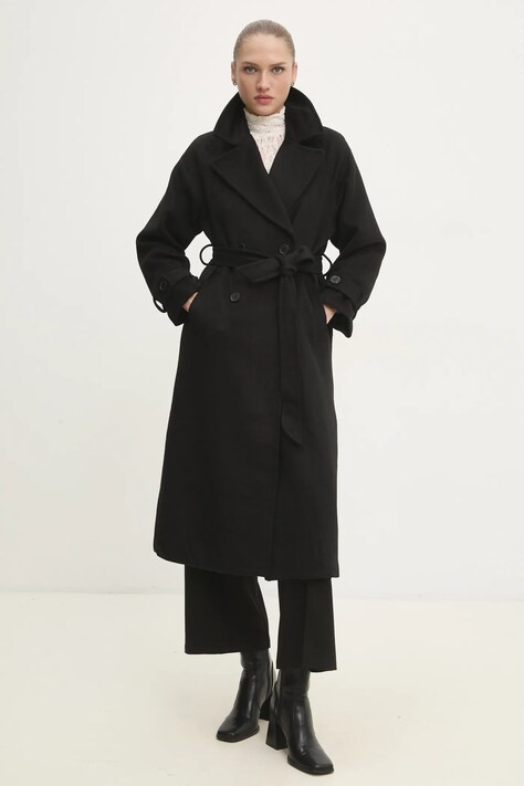 Answear Lab palton de lana culoarea negru, de tranzitie, oversize