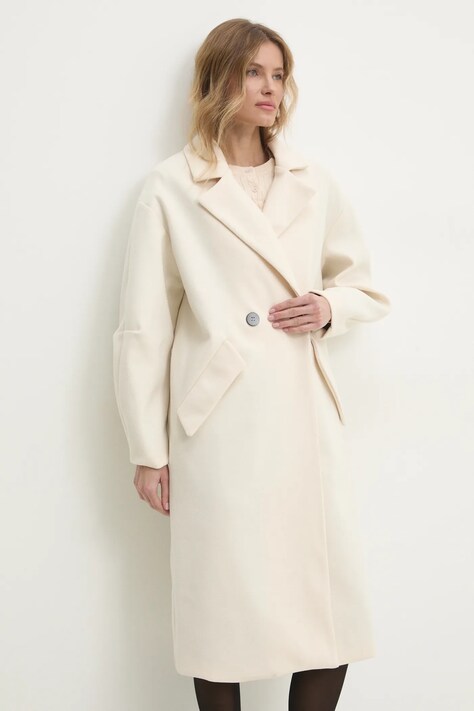 Answear Lab palton femei, culoarea bej, de tranzitie, oversize
