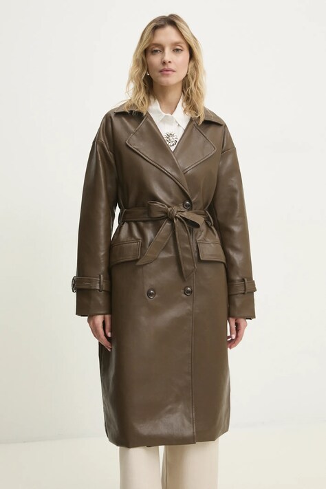 Kabát Answear.LAB dámsky, hnedá farba, prechodný