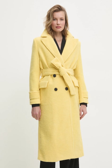 Vuneni kaput Answear.LAB za žene, boja: žuta, za prijelazno razdoblje