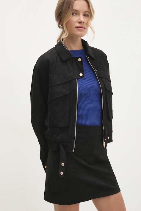 Jakna Answear.LAB za žene, boja: crna, za prijelazno razdoblje