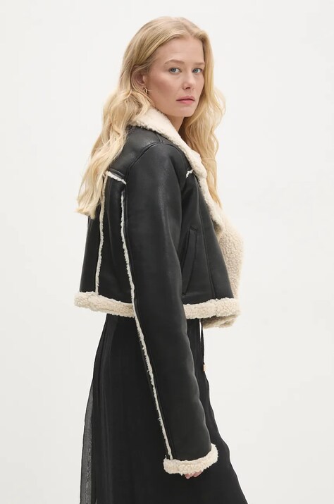 Answear Lab geaca femei, culoarea negru, de tranzitie, oversize