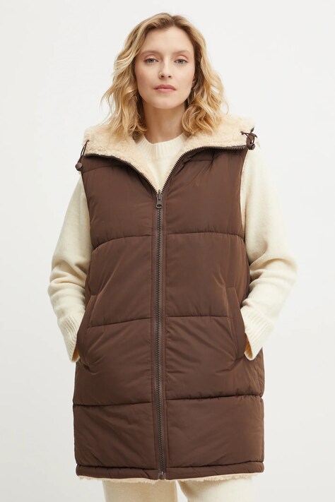 Γιλέκο δύο όψεων Answear.LAB γυναικεία, χρώμα: καφέ