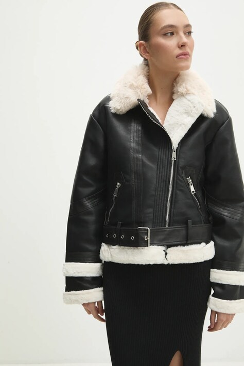 Answear Lab geaca ramones femei, culoarea negru, de tranzitie, oversize