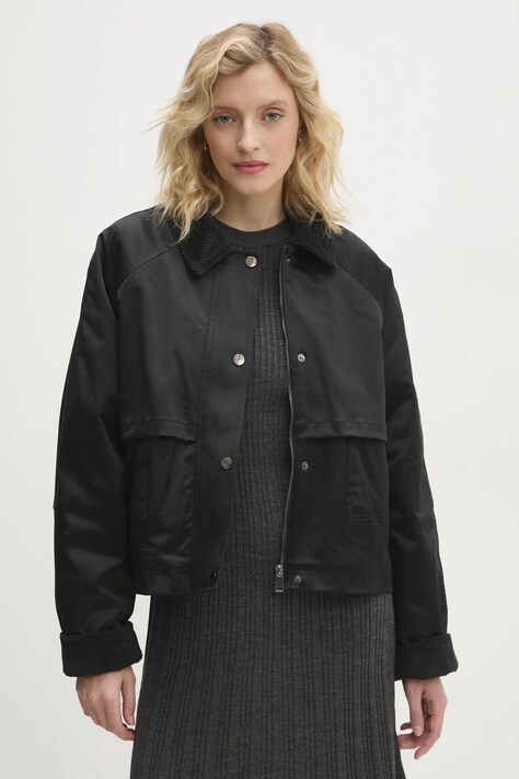 Answear Lab geaca femei, culoarea negru, de tranzitie, oversize