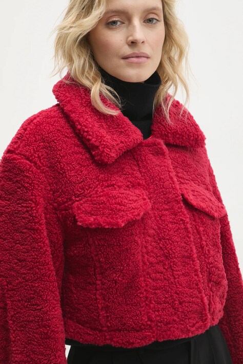 Answear Lab geaca femei, culoarea rosu, de tranzitie, oversize
