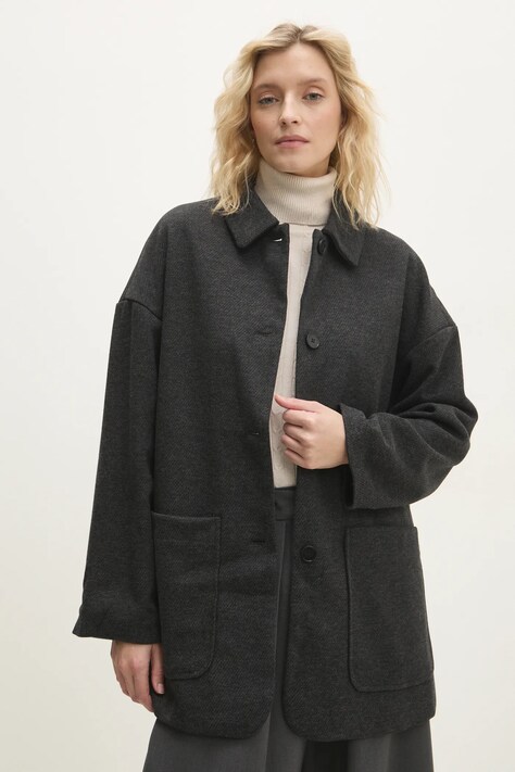 Answear Lab geaca femei, culoarea gri, de tranzitie, oversize