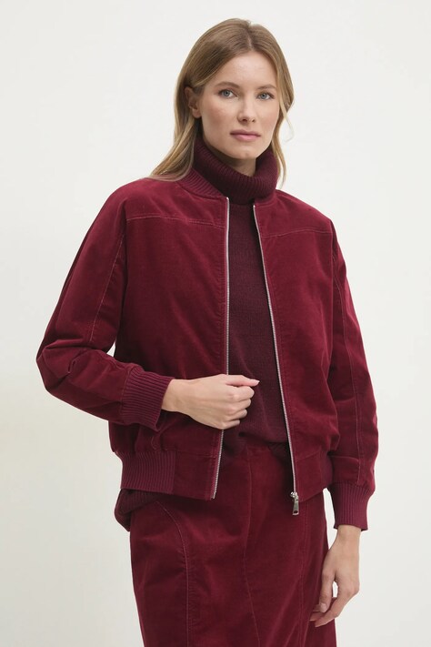Answear Lab geaca bomber femei, culoarea rosu, de tranzitie