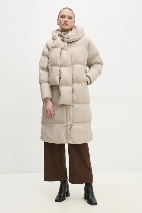 Answear Lab geaca femei, culoarea bej, de iarna, oversize