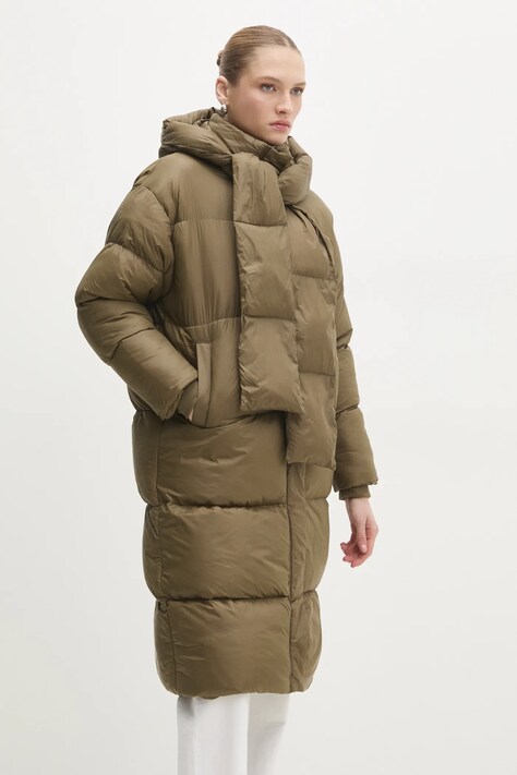 Answear Lab geaca femei, culoarea verde, de iarna, oversize