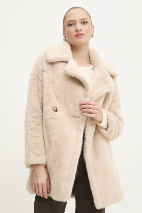 Пальто Answear.LAB женский цвет бежевый переходной двубортный