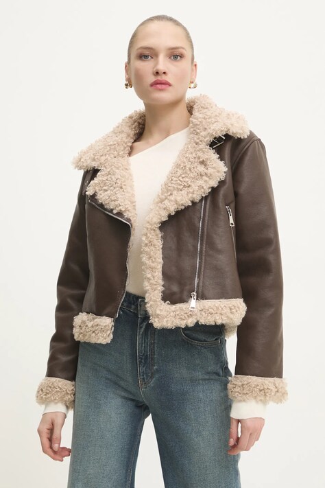 Bunda Answear.LAB dámská, hnědá barva, přechodná