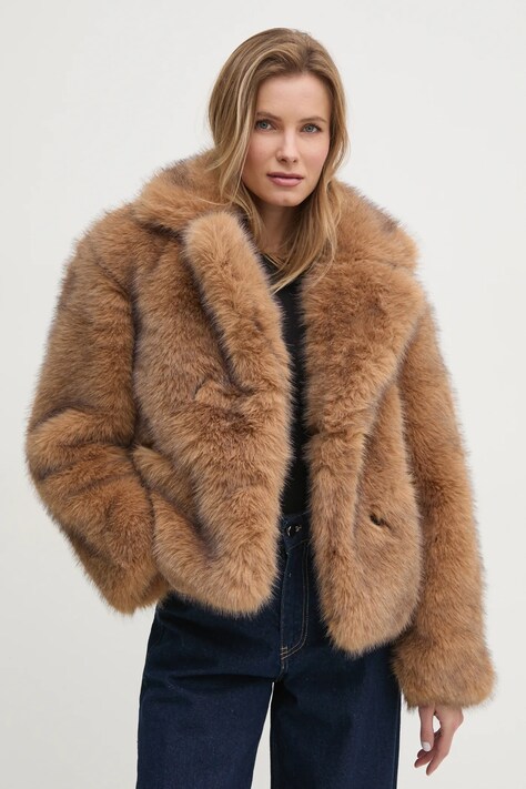 Answear Lab geaca femei, culoarea maro, de tranzitie, oversize