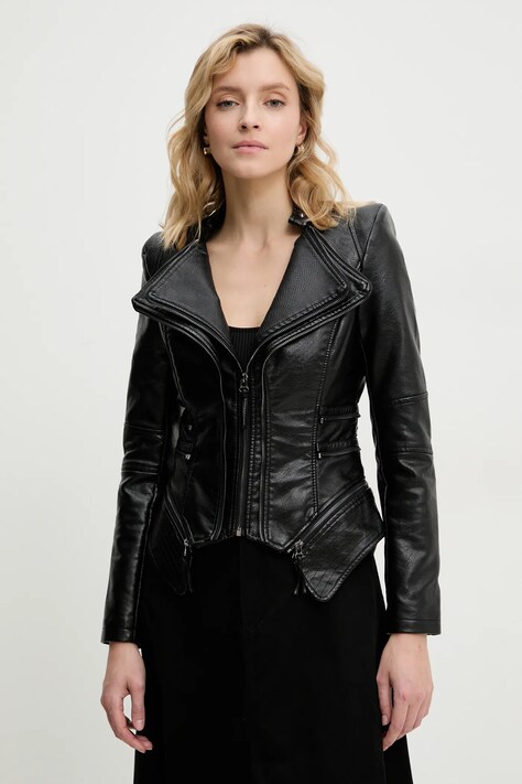 Bunda Answear.LAB dámska, čierna farba, prechodná