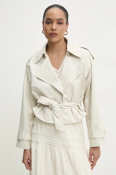 Answear Lab trenci culoarea bej, de tranzitie, oversize