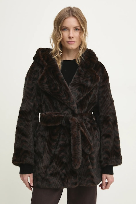 Answear.LAB płaszcz damski kolor brązowy przejściowy