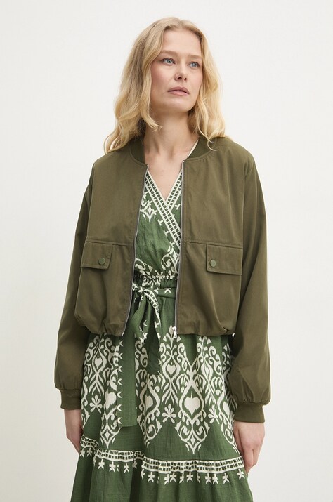 Answear Lab geaca bomber femei, culoarea verde, de tranzitie