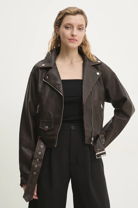 Answear Lab geaca ramones culoarea maro, de tranzitie