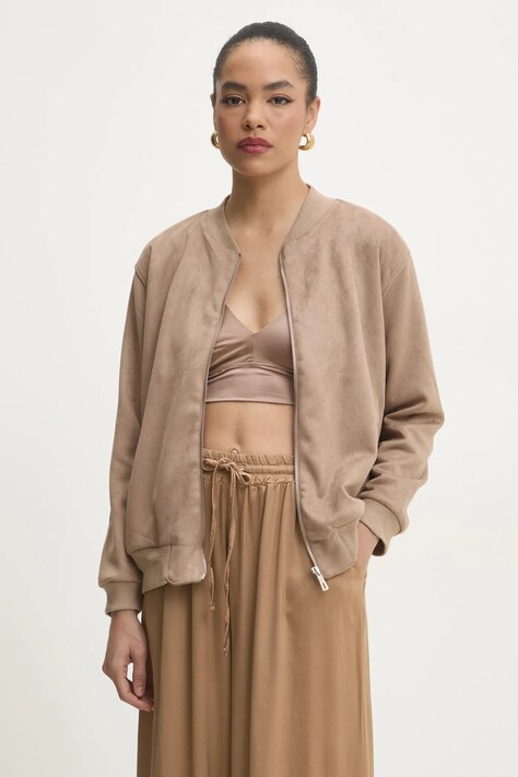 Answear Lab geaca bomber culoarea bej, de tranzitie, oversize