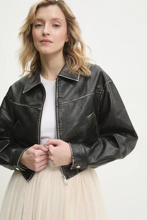 Answear Lab geaca culoarea negru, de tranzitie, oversize