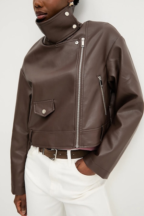 Δερμάτινο μπουφάν Answear.LAB χρώμα: καφέ