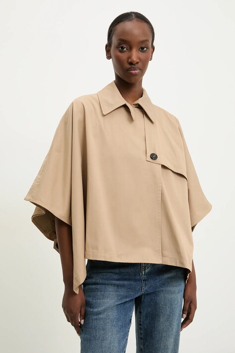 Answear Lab geaca culoarea bej, de tranzitie, oversize