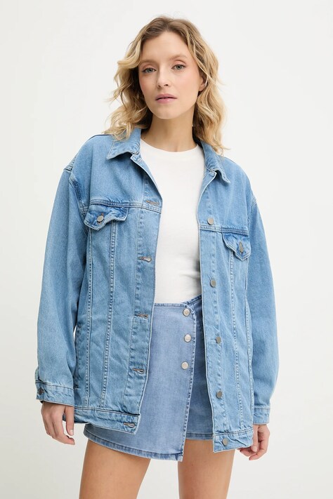 Бавовняна джинсова куртка Answear Lab перехідна oversize
