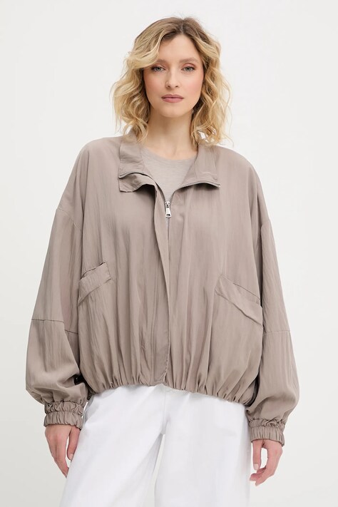 Answear Lab geaca culoarea maro, de tranzitie, oversize