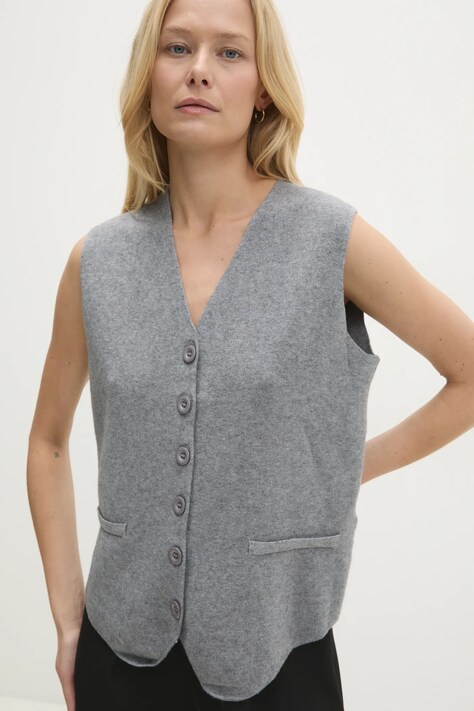 Безрукавка Answear.LAB цвет серый однобортный