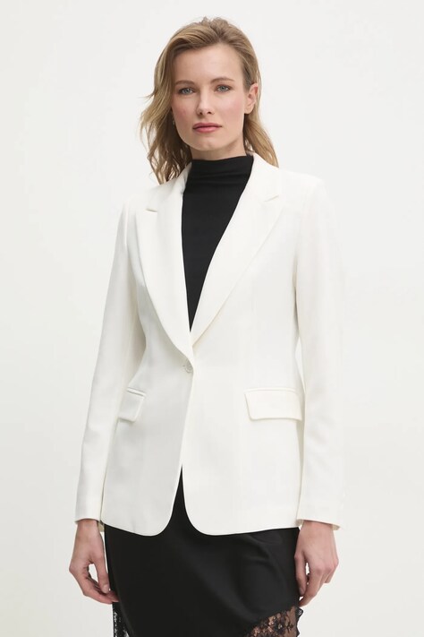 Answear.LAB marynarka kolor biały jednorzędowa gładka