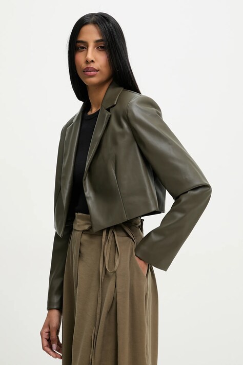Answear Lab sacou culoarea verde, desfacut, neted