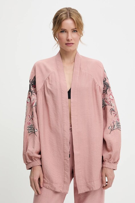 sacou culoarea roz, oversize, modelator