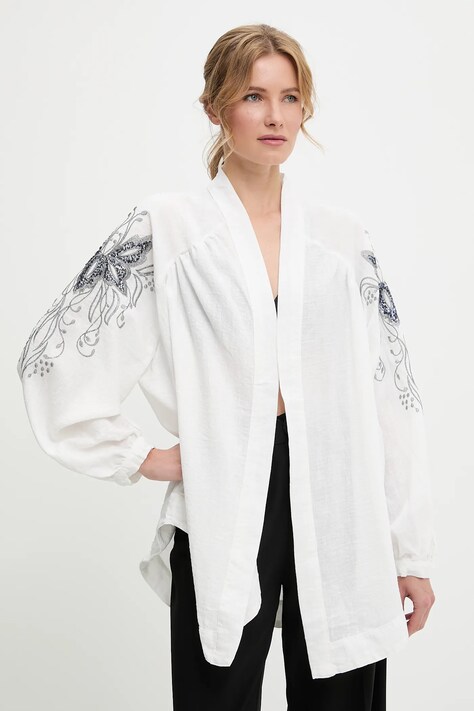 Answear Lab накидка колір білий oversize візерунок