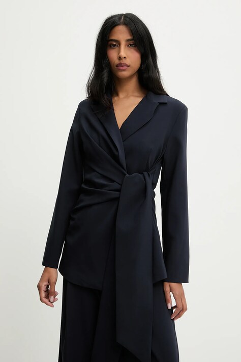 Answear Lab sacou culoarea albastru marin, un singur rand de nasturi, neted