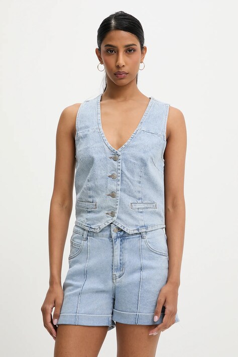 Answear Lab vesta jeans un singur rand de nasturi