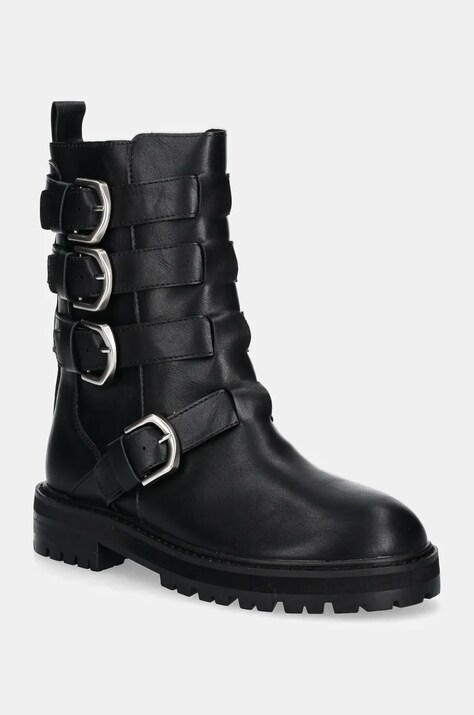 Answear Lab botine femei, culoarea negru, cu toc plat