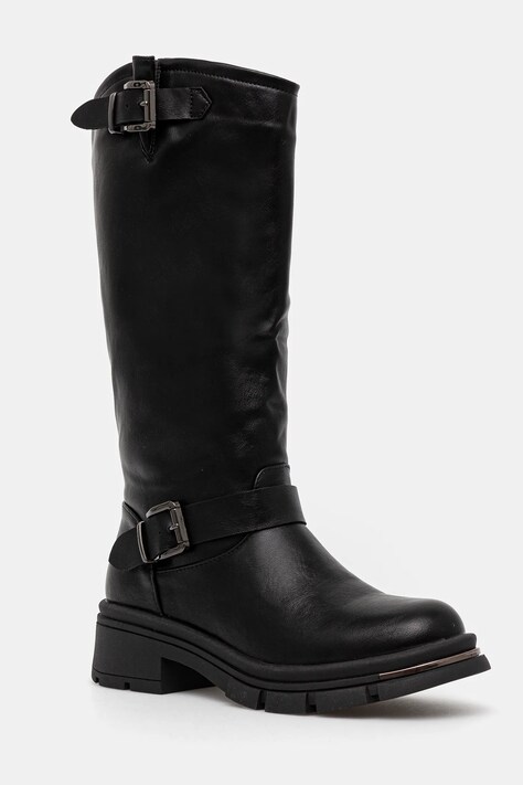 Answear Lab cizme femei, culoarea negru, cu toc plat