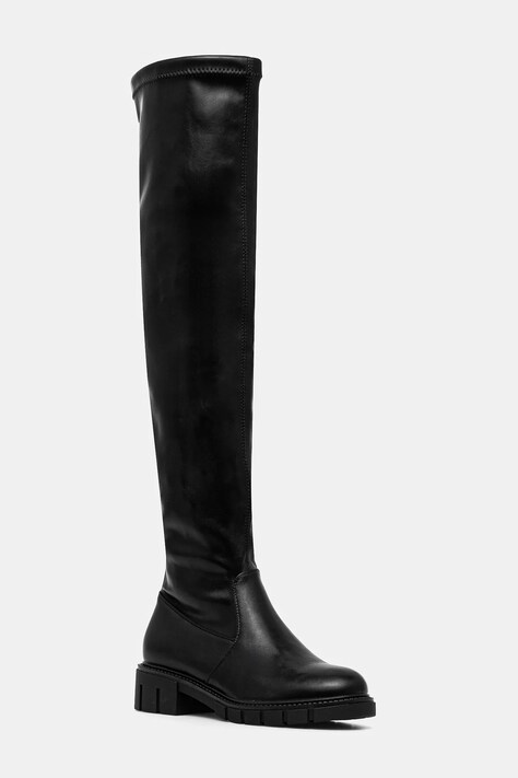 Answear Lab cizme femei, culoarea negru, cu toc plat