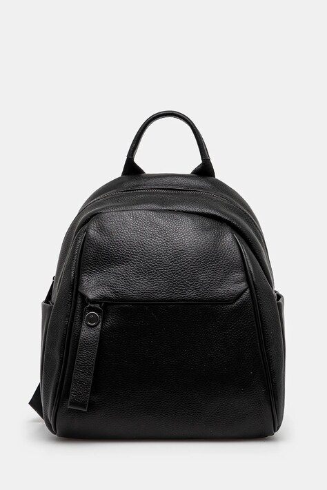 Кожена раница Answear.LAB в черно малък размер с изчистен дизайн