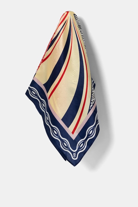 Answear.LAB apaszka jedwabna damska kolor niebieski wzorzysta