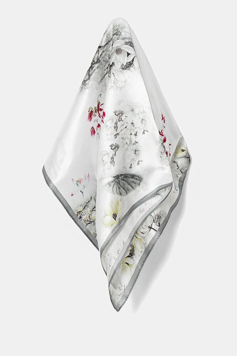 Hedvábný šátek Answear.LAB šedá barva