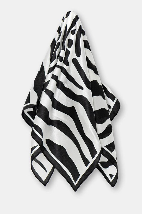 Копринено шалче Answear.LAB в черно с десен