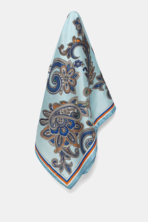 Тънък шал с коприна Answear.LAB в синьо с десен